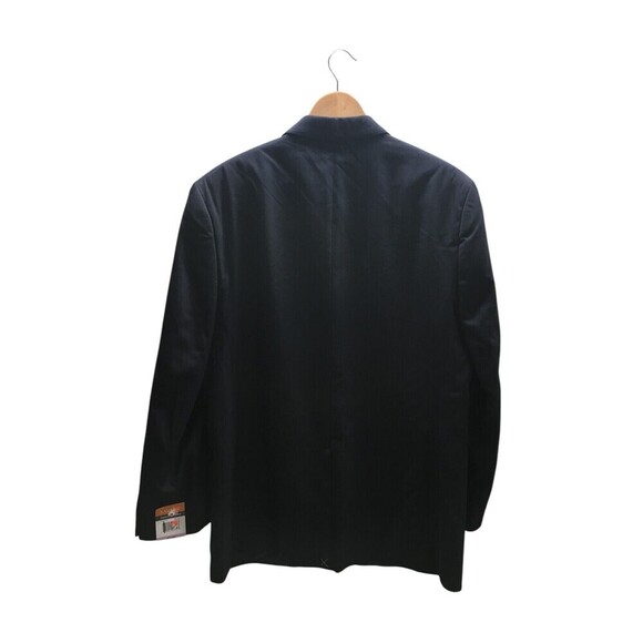 Savane Suit Jacket Men's Size 42 Long Black Blue Pinstripes Travel Intelligence - Picture 2 of 9